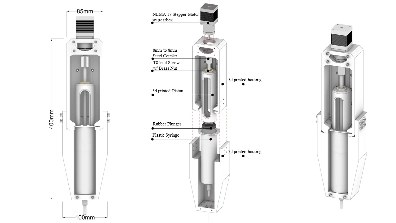 Low-cost Bespoke Paste Printer — Feeder and auger nozzle 1
