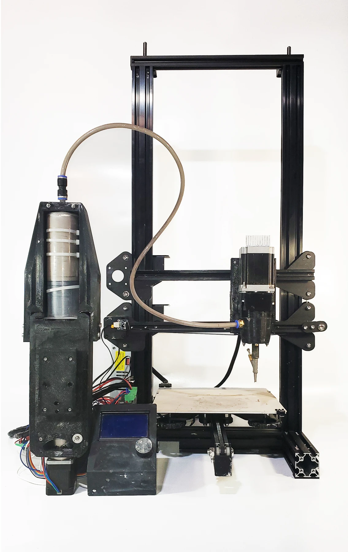 Desktop printer converted to paste extrusion with a separate material feeder and auger nozzle