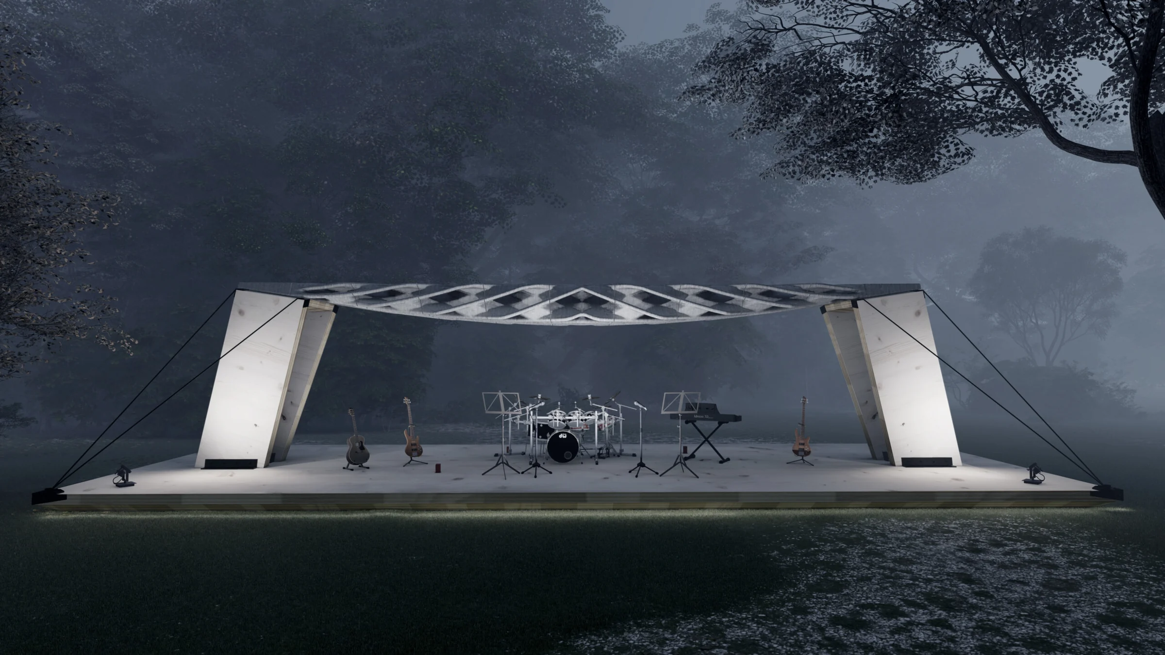 Diamanti: 3D-Printed, Post-Tensioned Concrete Canopy — Design visualizations 1