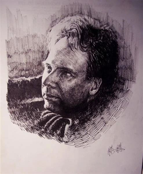 Pianist, Technical pen sketch, 8.5 × 11 in, 2007, by Teng Teng