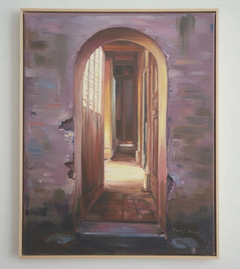 Sunset Entrance, Oil painting, 9 × 11 in, 2008, by Teng Teng