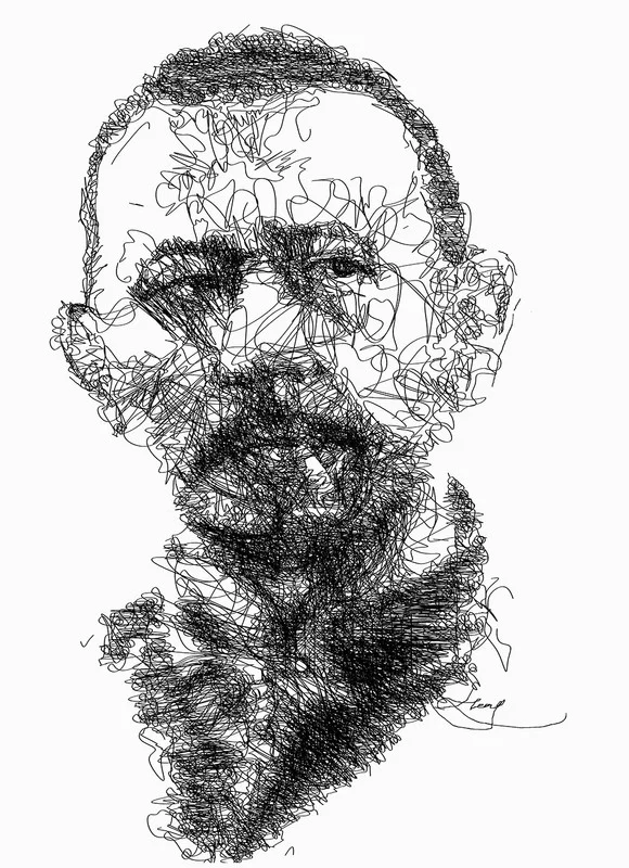 Line portrait drawing by Teng Teng