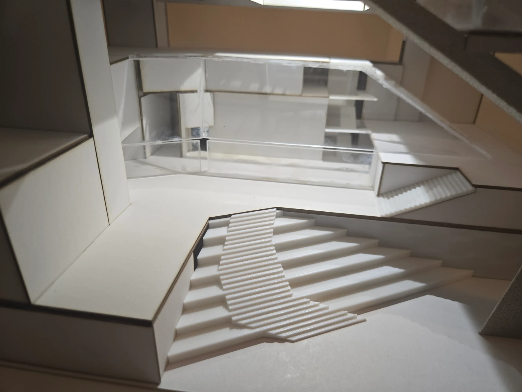Dylan Simmons — physical model view of the broad public stair and elevated rooms