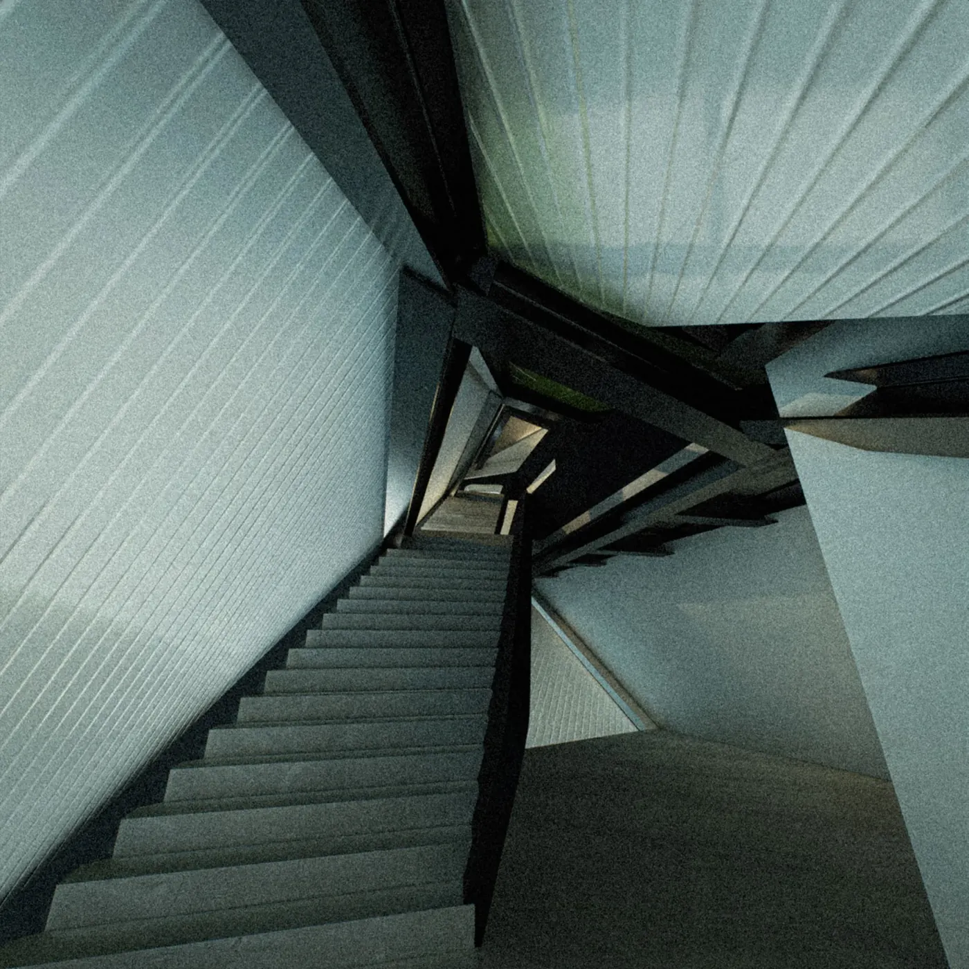 Mateusz Zygadlo — interior view ascending through the stair enclosure