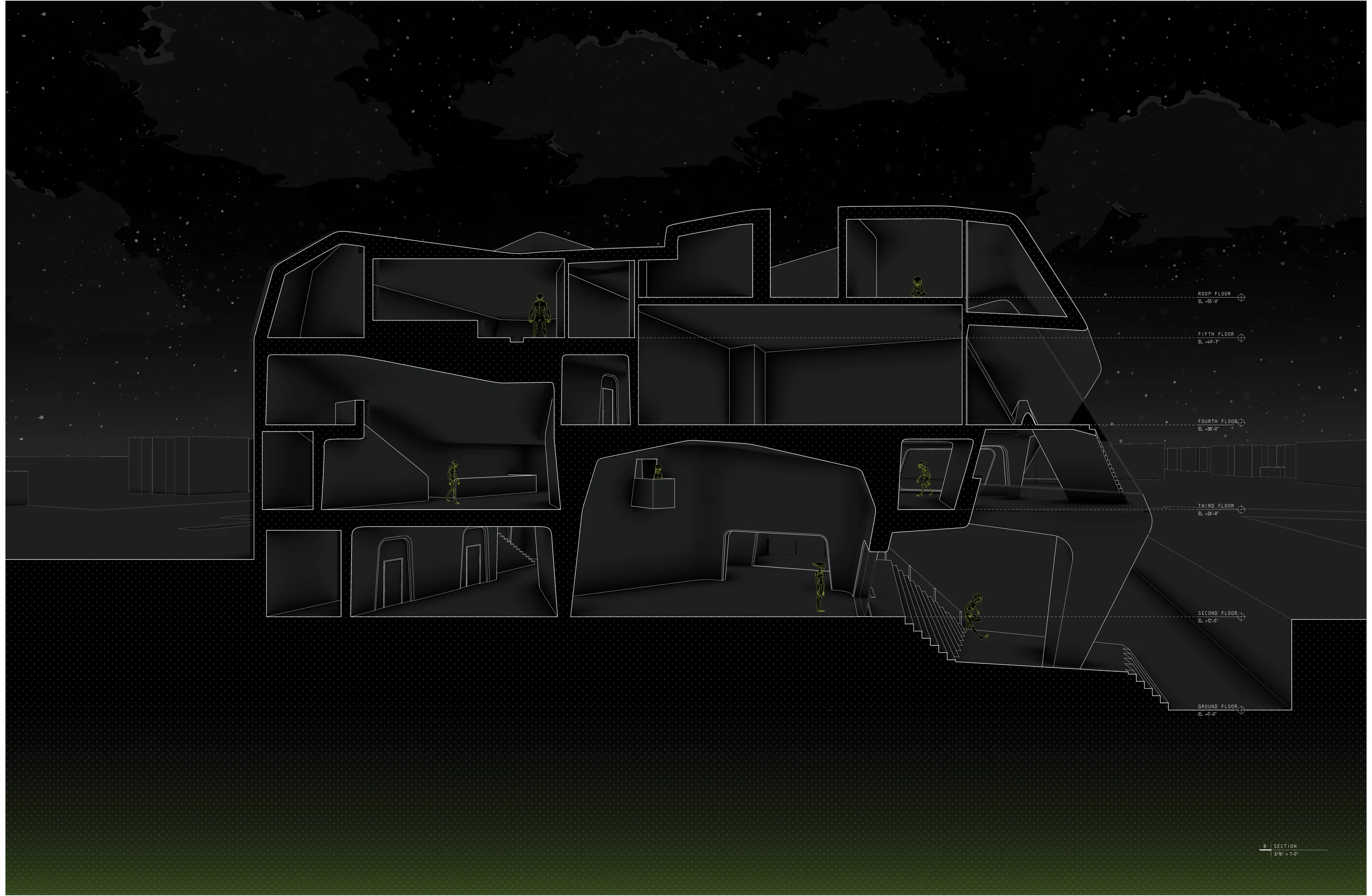 Mateusz Zygadlo — complementary sectional perspective through stairs and overlapping levels