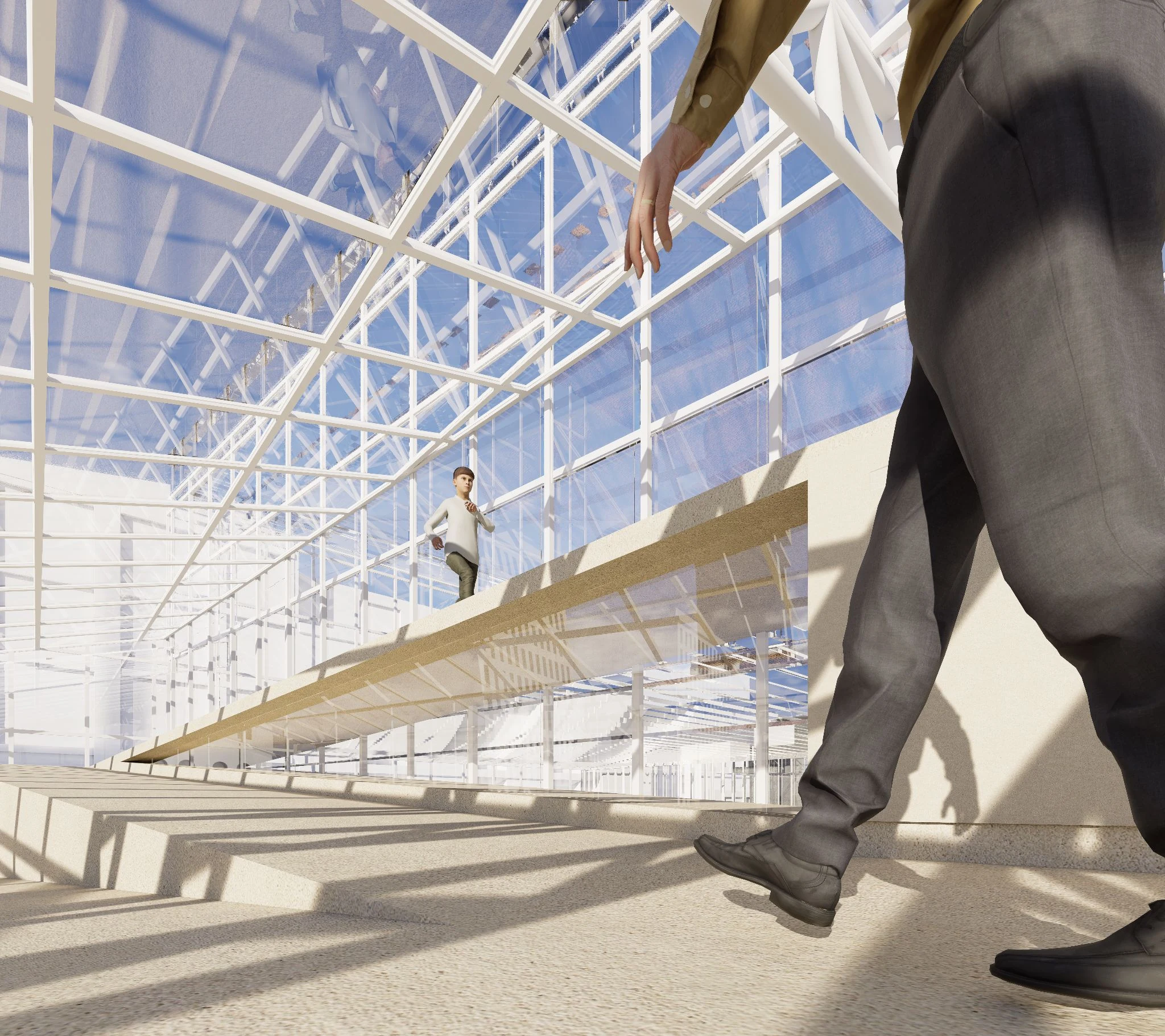 Asadour Salatyan — interior rendering of the glazed public circulation space