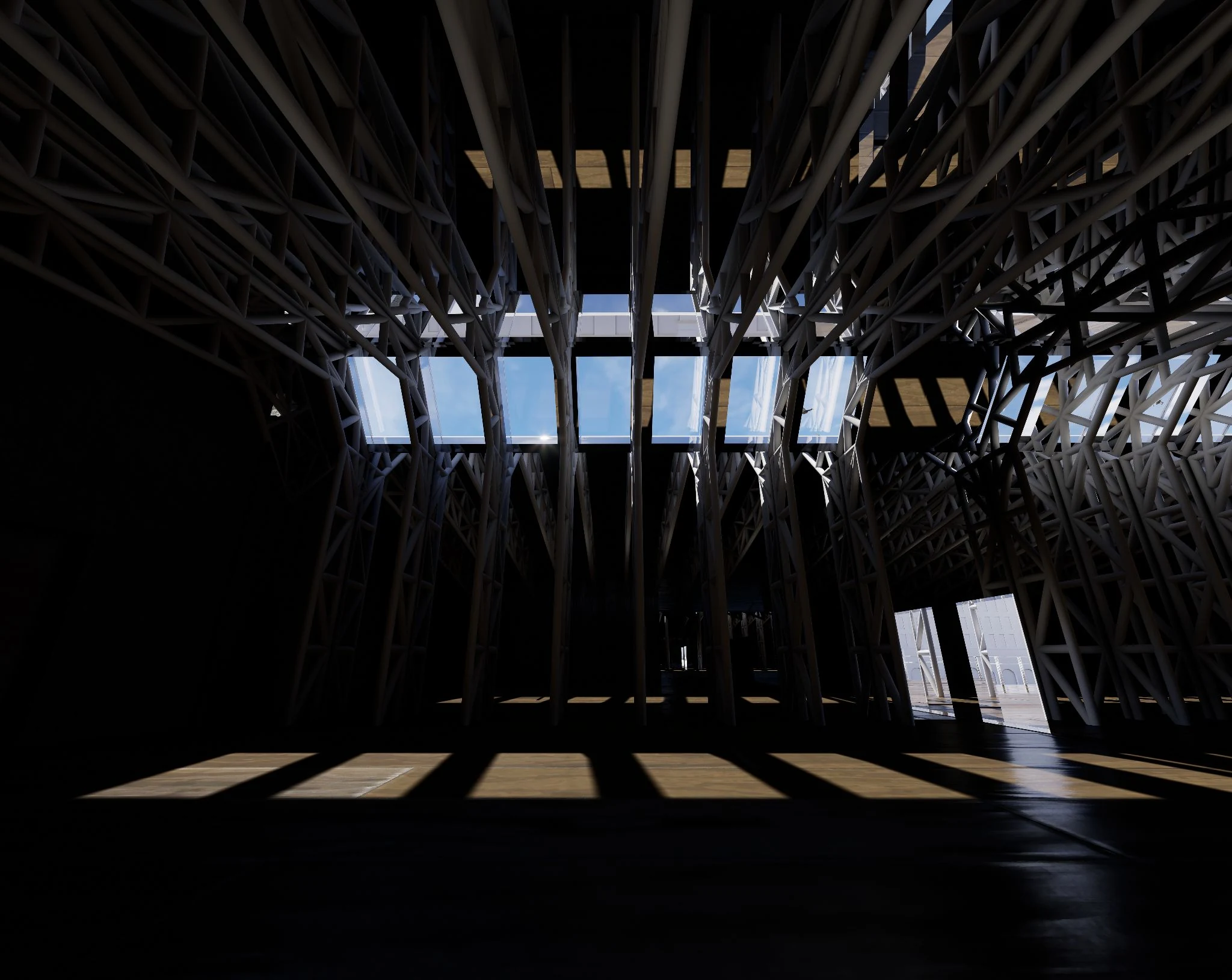 Asadour Salatyan — interior rendering of daylight through the folded roof