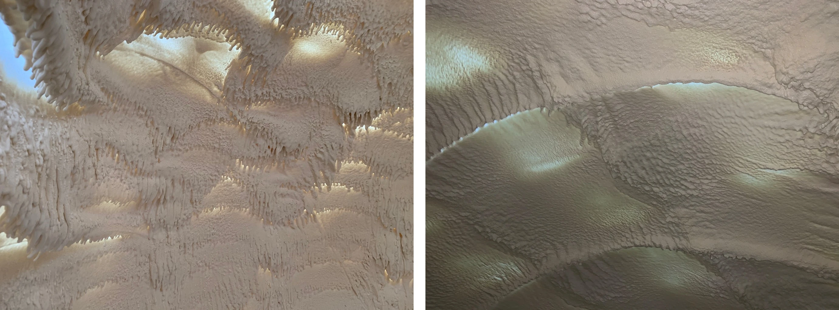 Polyurethane retention on Oxford cloth compared with the more continuous coating on PVC