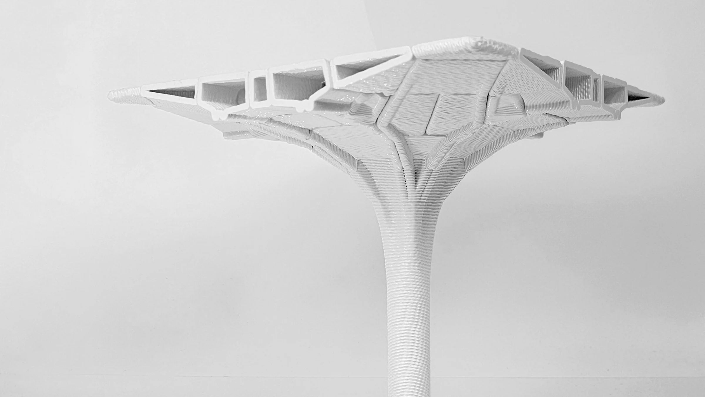 Scaled fabrication model of a funicular floor structure