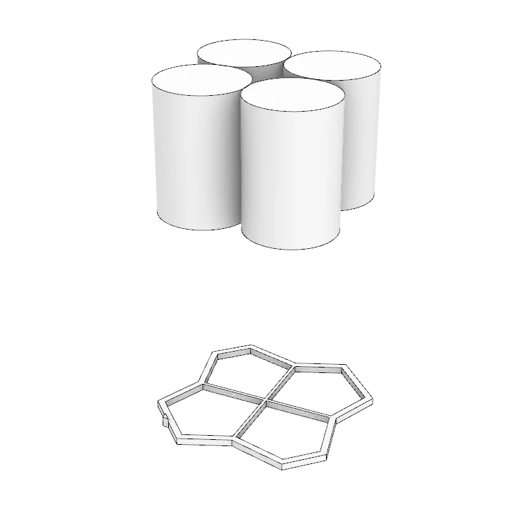 Flat cell geometry and its surrounding constraint frame