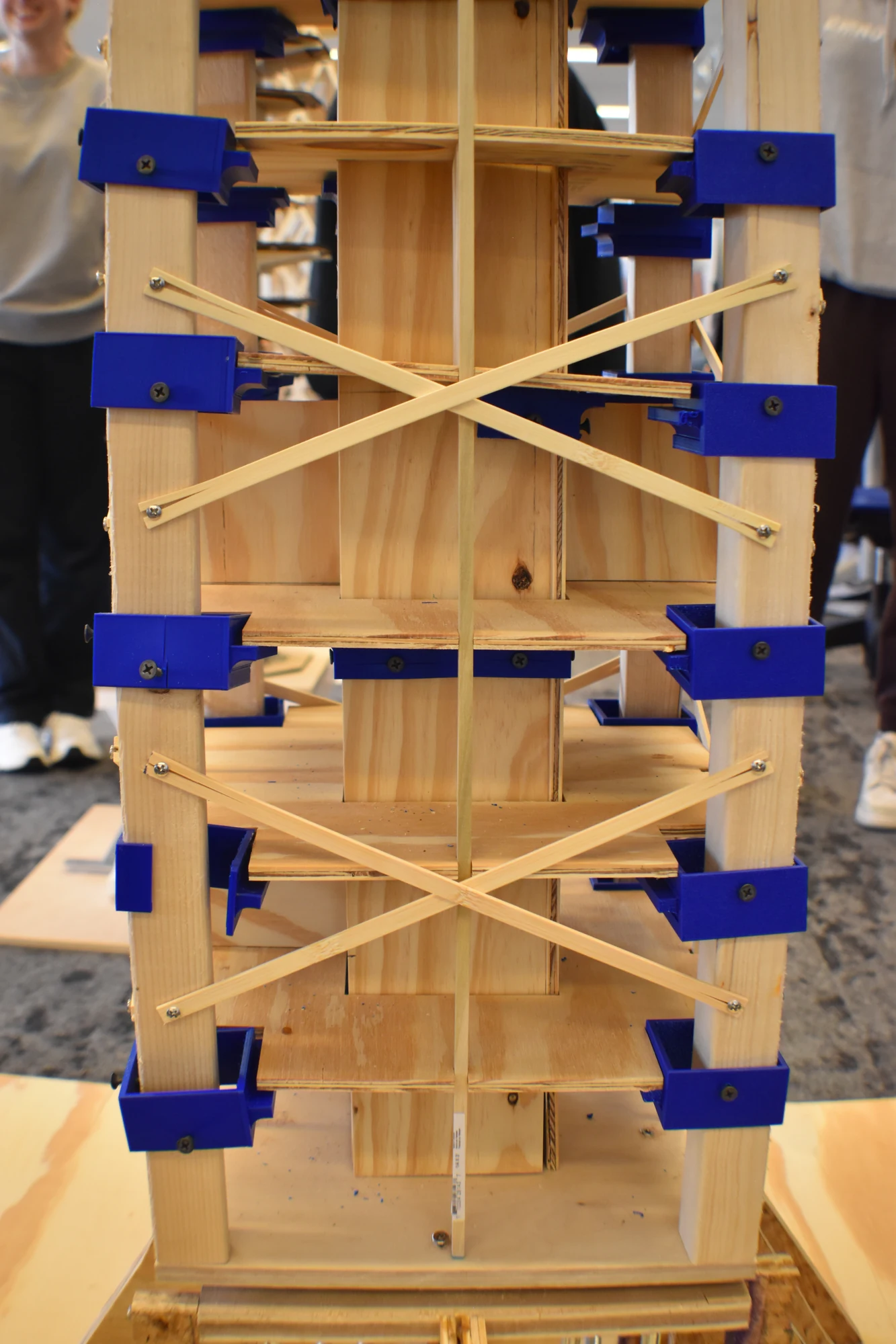 Rilie Bleau, Gabby Mack, Jalyse Martin, Ariah Mason, and Maya Schmidt — column-to-floor connections and diagonal bracing