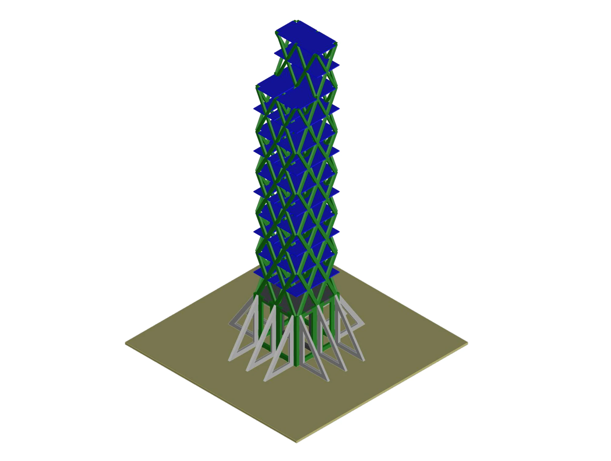 William Gardner, Alexios Karabetsos, Tadhg McDonald, Dylan Ries, and Jordan Torkelson — digital model of the diagrid tower and its foundations