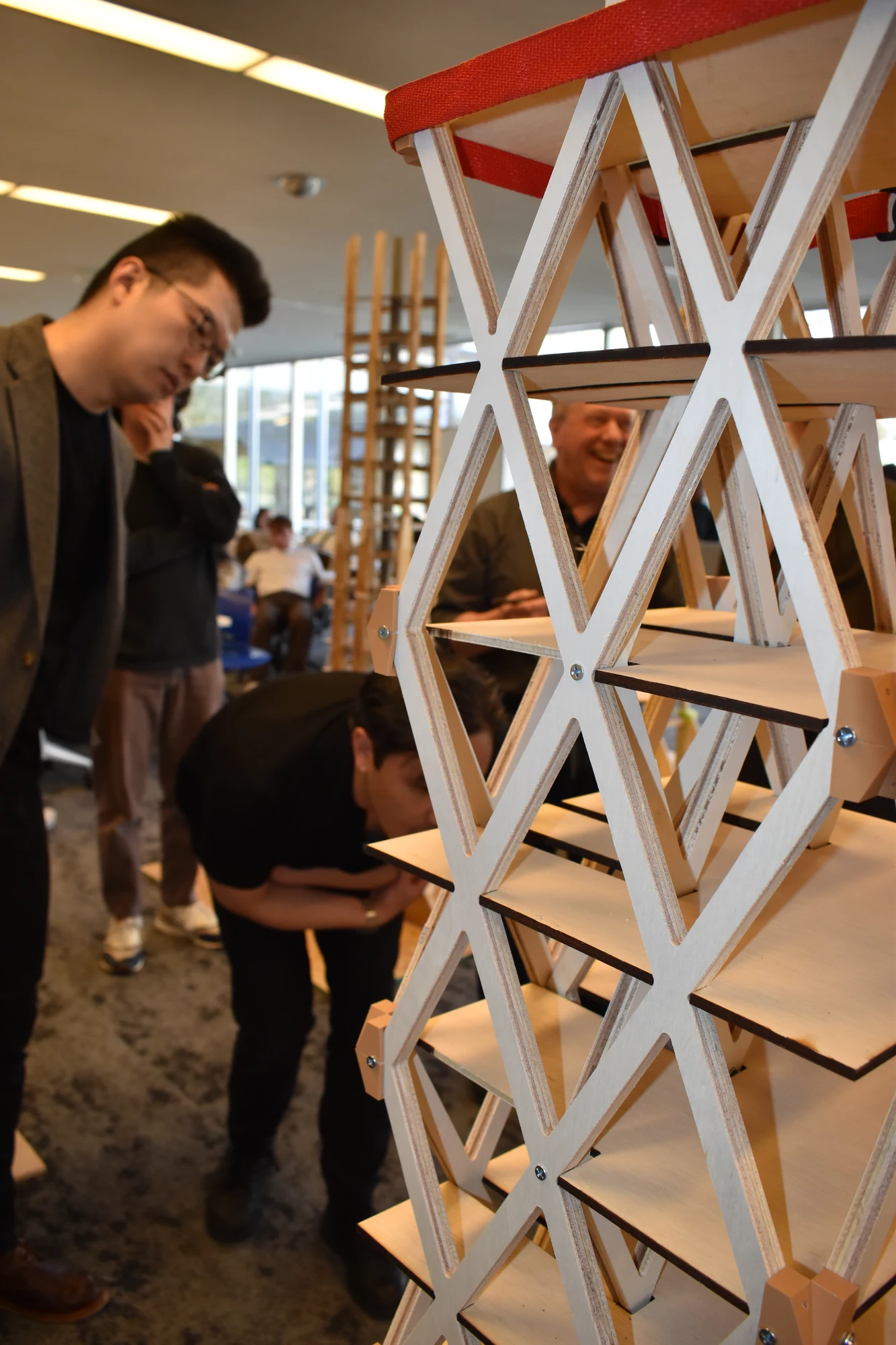 William Gardner, Alexios Karabetsos, Tadhg McDonald, Dylan Ries, and Jordan Torkelson — diagrid intersections and floor plates during review