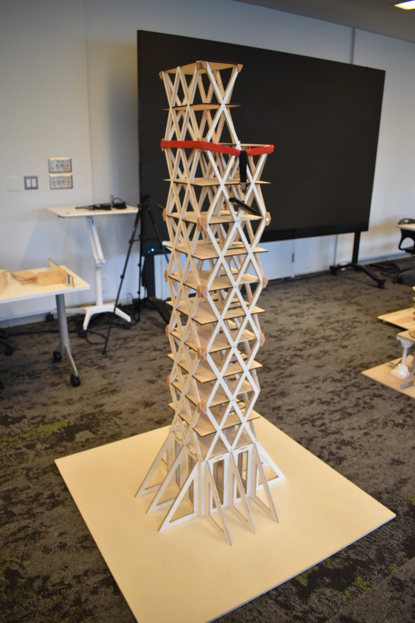 William Gardner, Alexios Karabetsos, Tadhg McDonald, Dylan Ries, and Jordan Torkelson — completed diagrid tower and splayed base