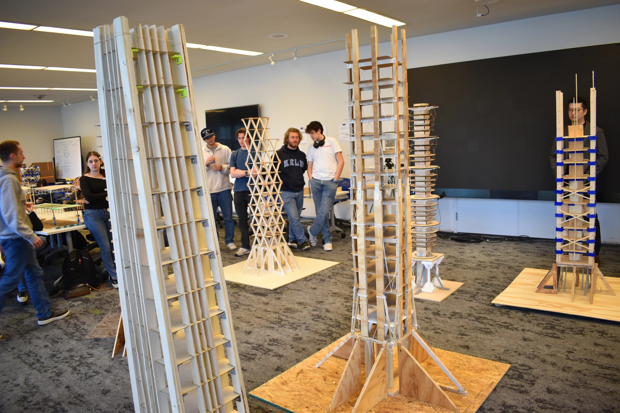 Structural Systems II — student towers assembled for the final review