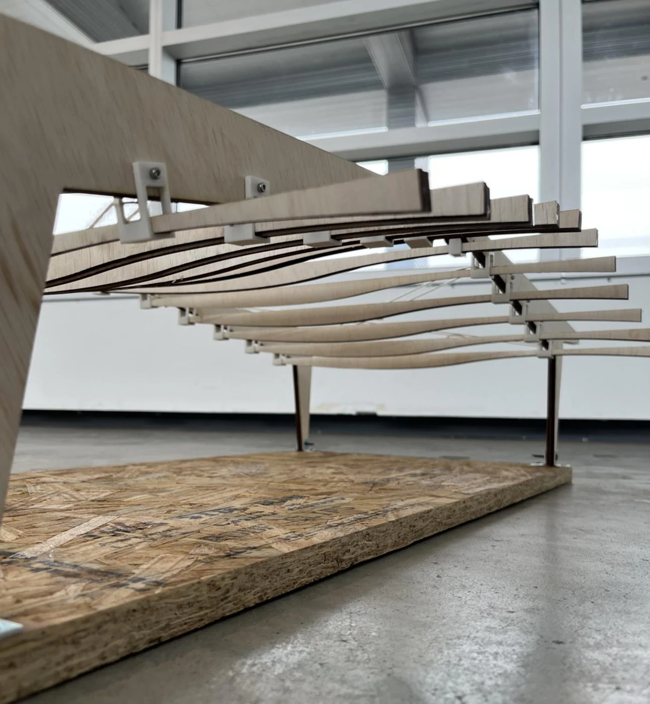Jordan Brechting and Victoria Woodard — interior view of beam profiles and suspended connections