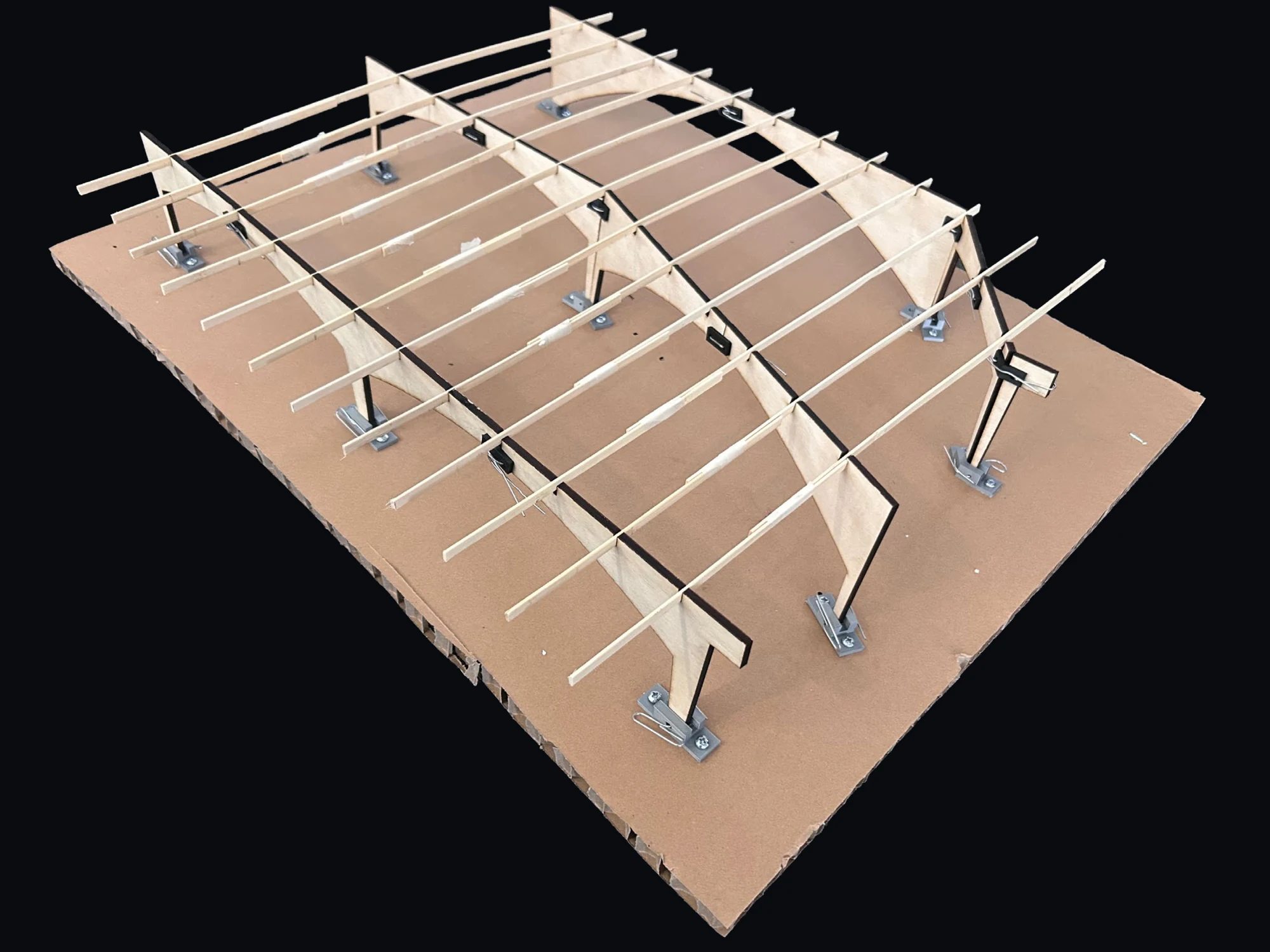 Dylan Ries and Tadhg McDonald — completed tapered three-pin frames and secondary beams