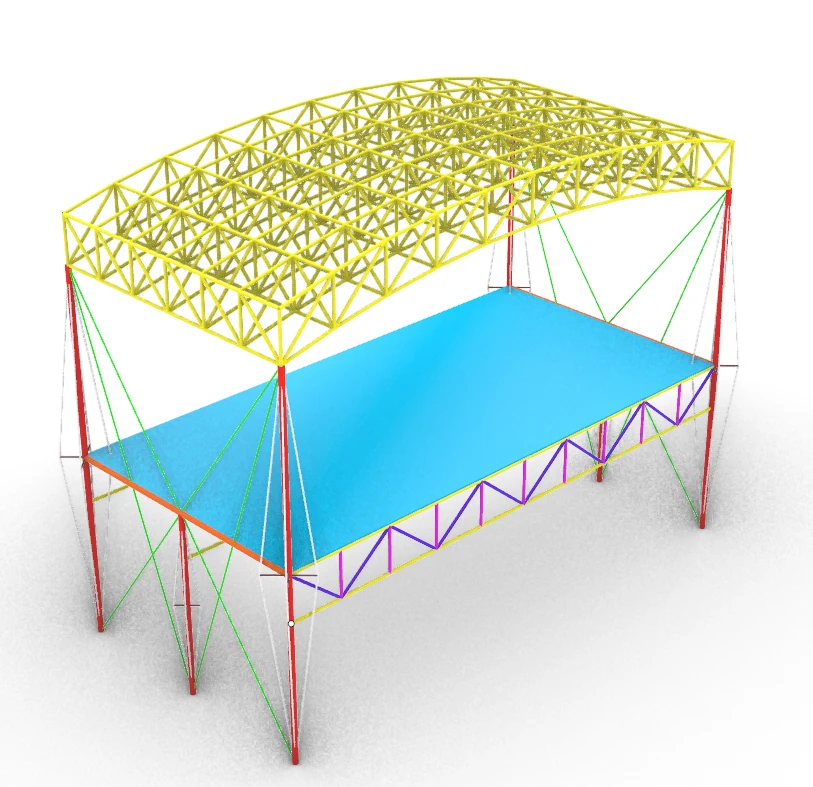 Lucas Guldner, Nick Henderson, Dylan Ries, and Gretchen Ullrich — digital coordination of the space-truss roof, floor, columns, and bracing