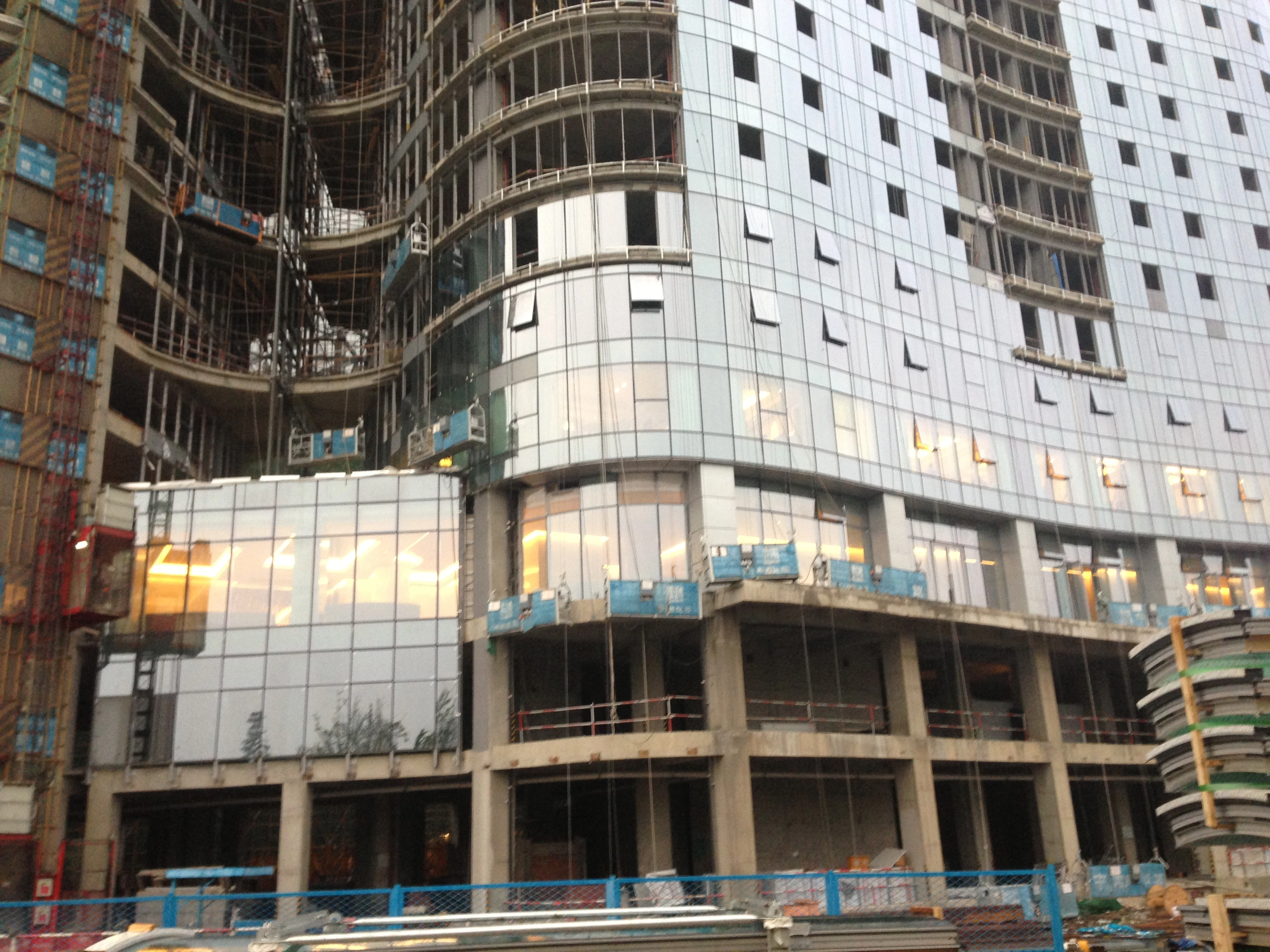 Podium curtain wall under construction